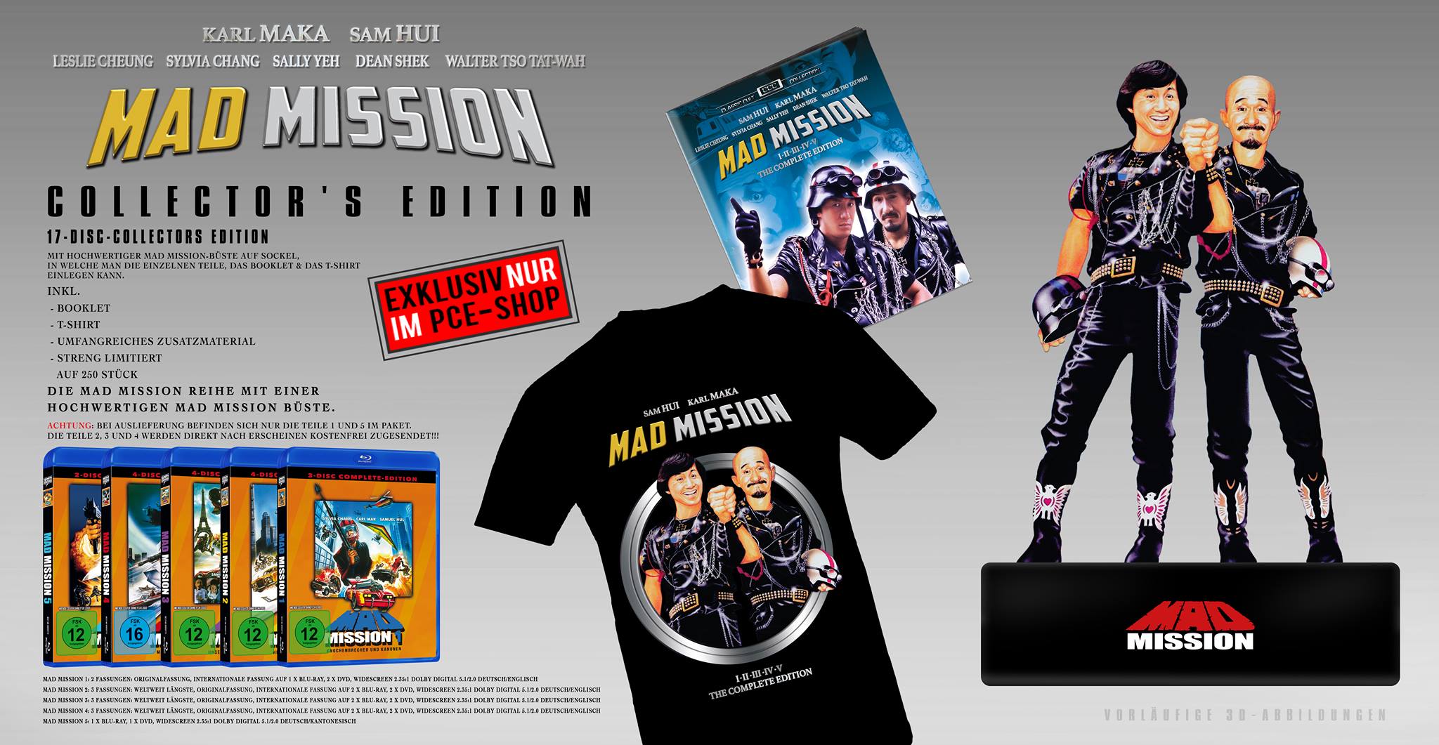 MAD MISSION Complete Set (18-Disc-Set mit 9 Blu-rays und 9 DVDs) mit T-Shirt, Booklet und evtl. defekter Figur!!!